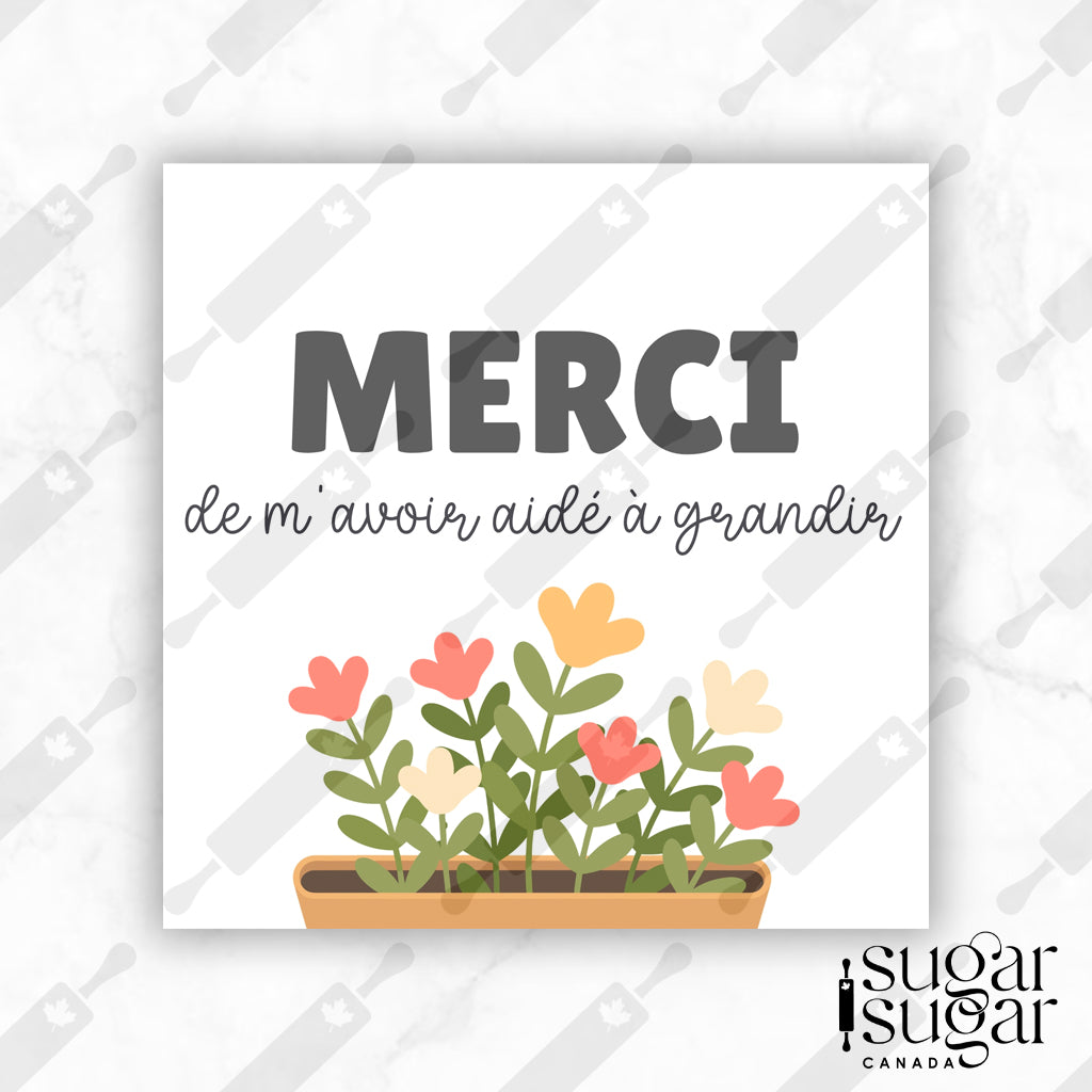 Helping Me Grow Flower Pot French Square Tag