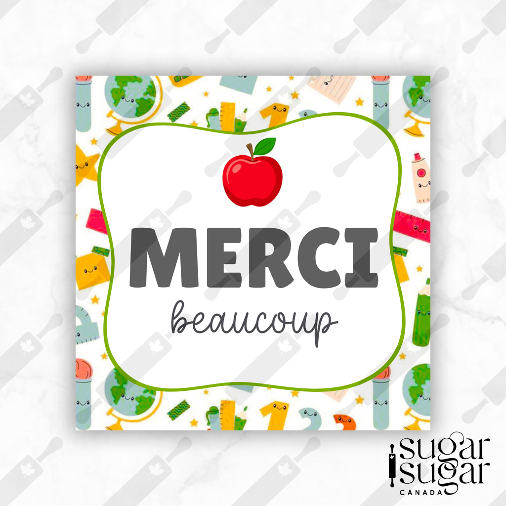 Retro Thank You French Square Tag
