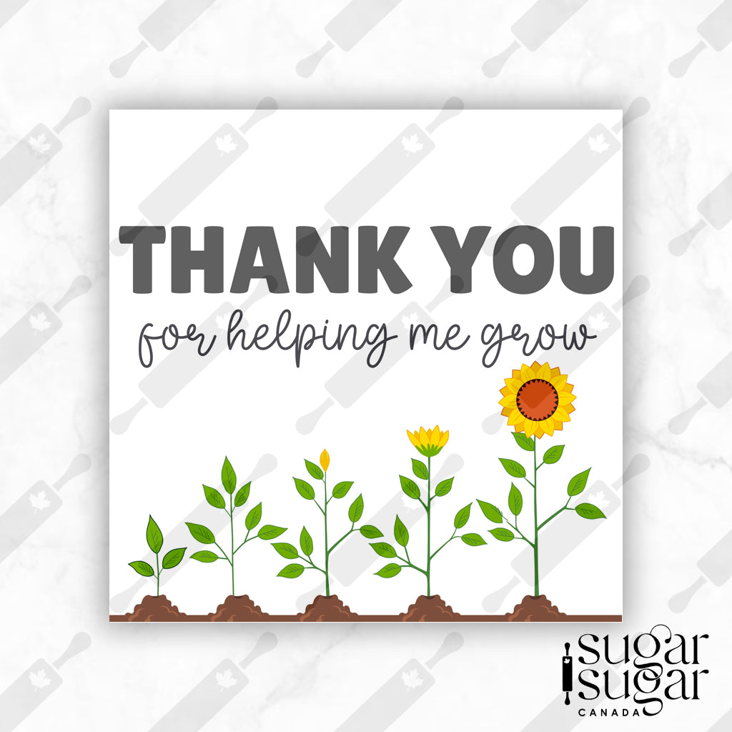 Helping Me Grow Sunflower English Square Tag