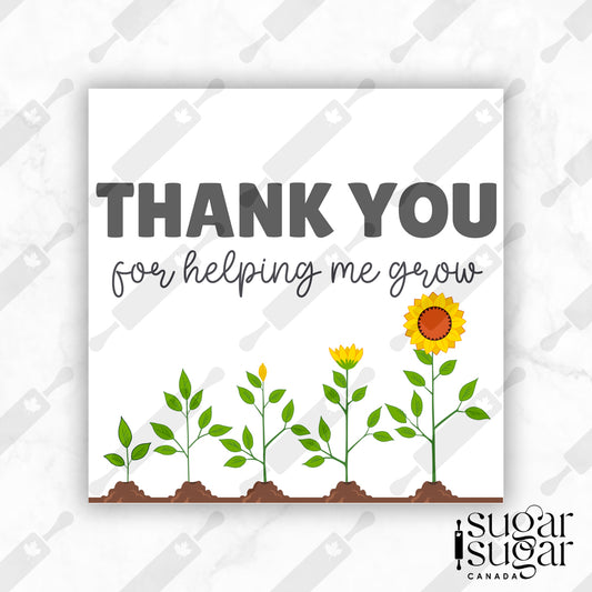 Helping Me Grow Sunflower English Square Tag