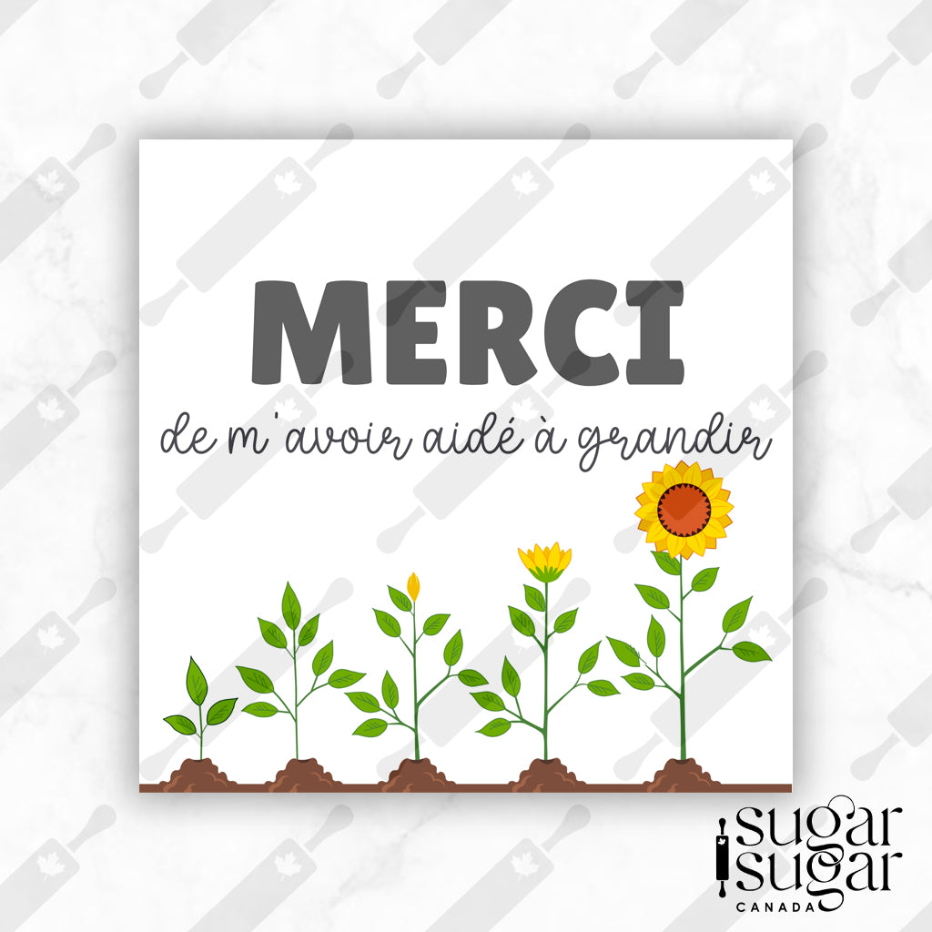 Helping Me Grow Sunflower French Square Tag