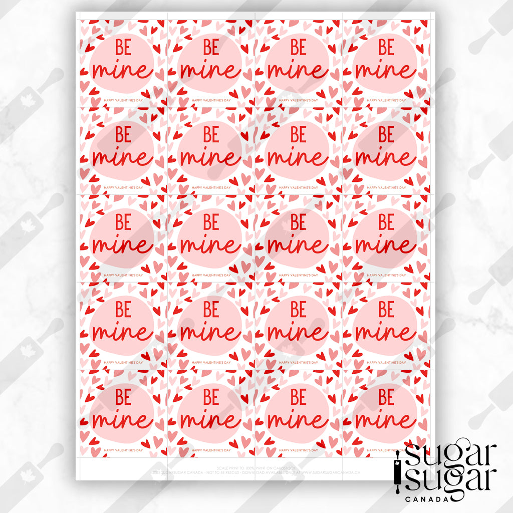 Be Mine Hearts Square Tag