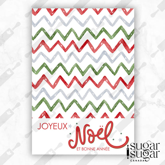 French Chevron Christmas Mini Cookie Card