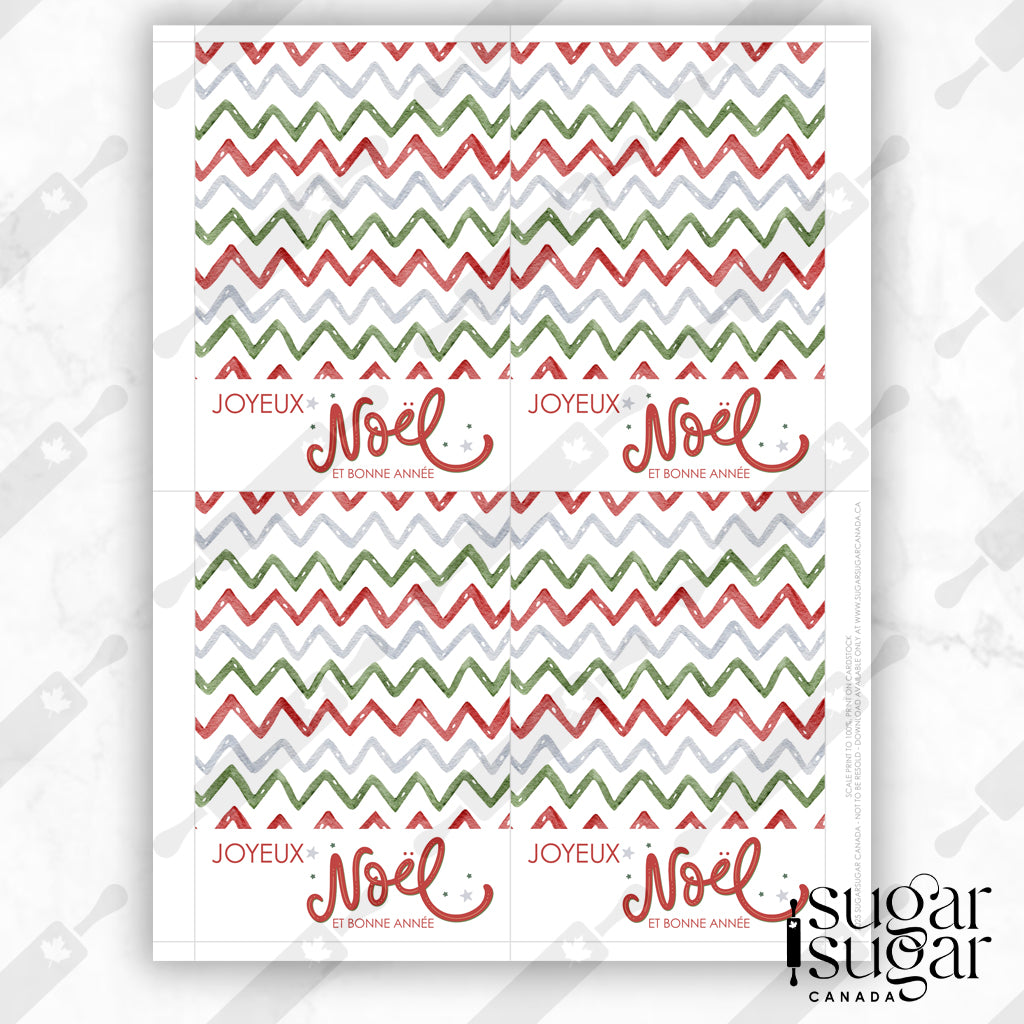 French Chevron Christmas Mini Cookie Card