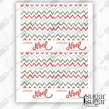 French Chevron Christmas Mini Cookie Card