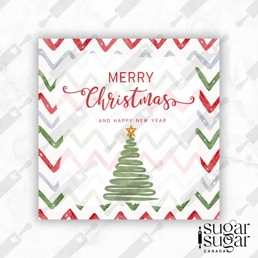Chevron Christmas Square Tag