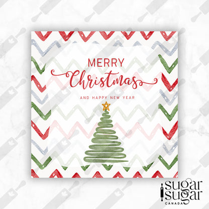 Chevron Christmas Square Tag
