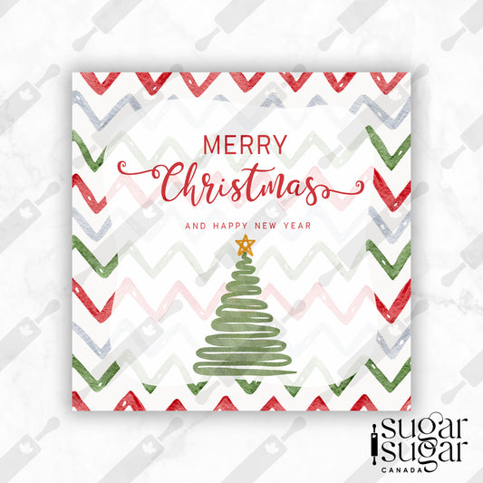 Chevron Christmas Square Tag
