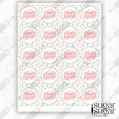 Light Holly Holiday Square Tag