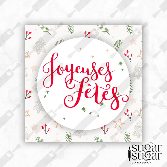 French Light Holly Holiday Square Tag