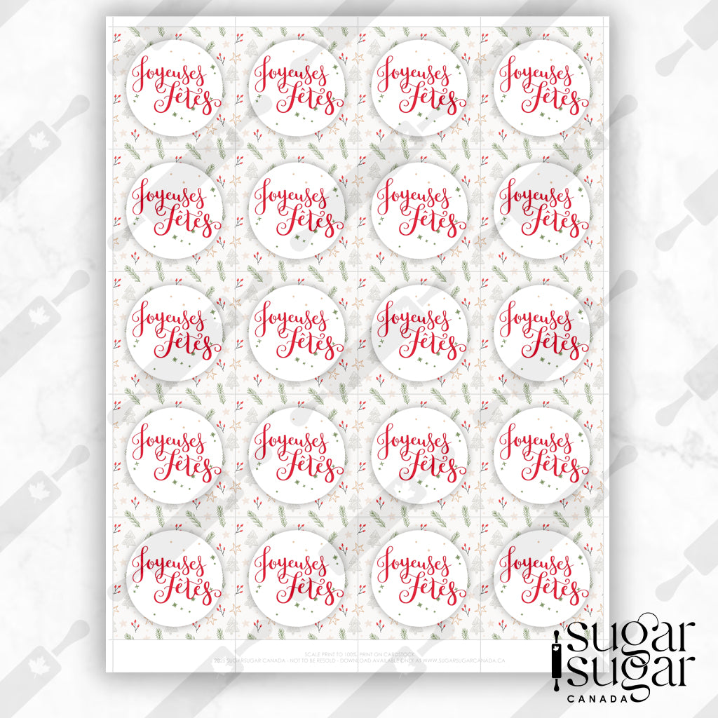 French Light Holly Holiday Square Tag