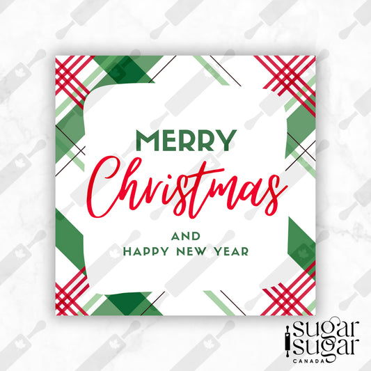 Red & Green Plaid Merry Christmas Square Tag