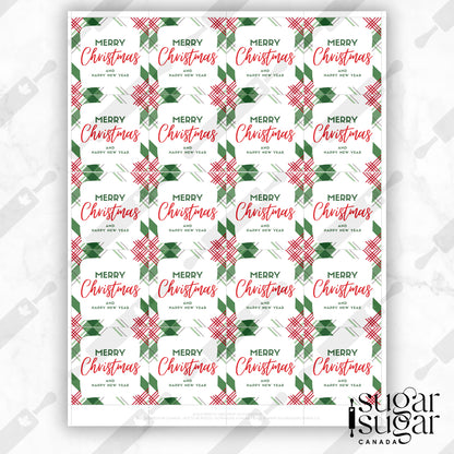 Red & Green Plaid Merry Christmas Square Tag