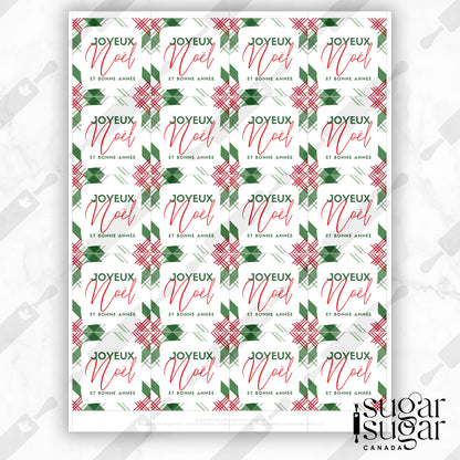 French Red & Green Plaid Merry Christmas Square Tag