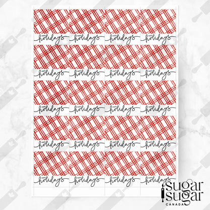Red Plaid Happy Holidays Square Tag