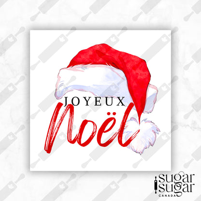 French Christmas Santa Hat Square Tag