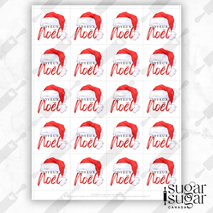 French Christmas Santa Hat Square Tag